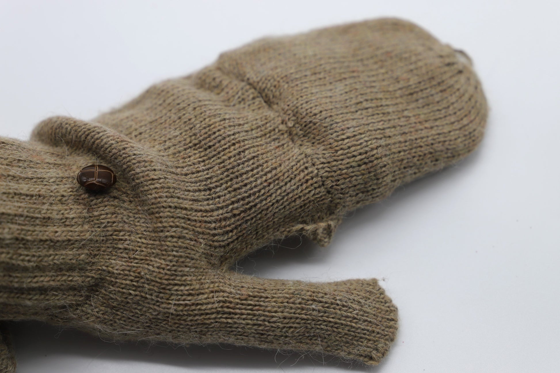 Warm Flip-Top Gloves for Women from Wool Blend - Taupe Brown - Scarf Designers