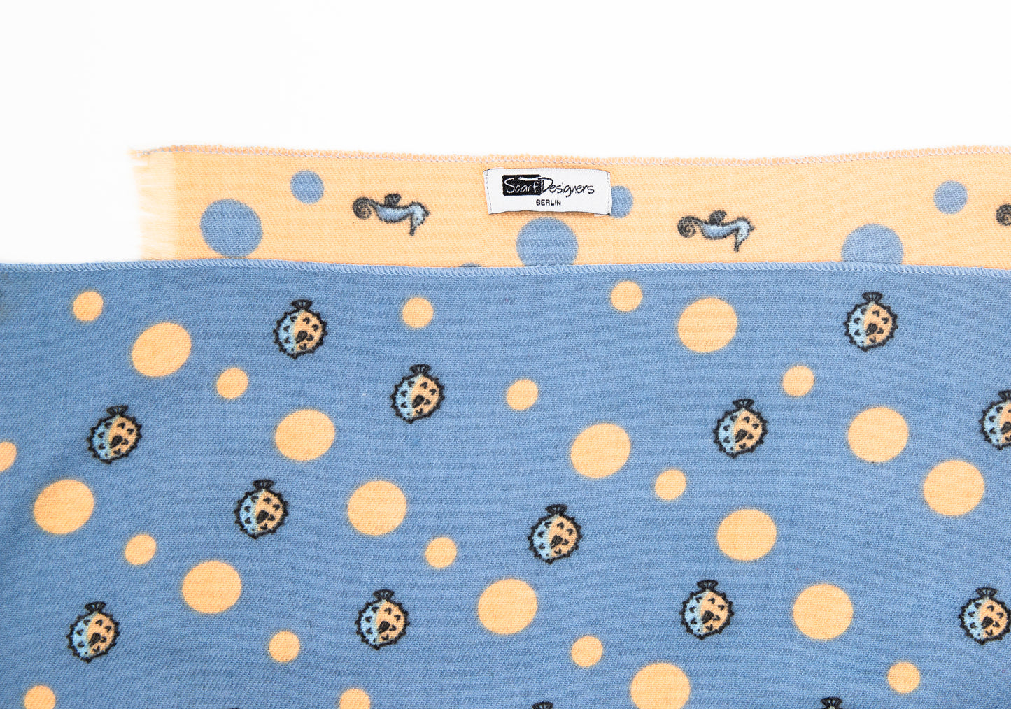 Soft Cotton Scarf for Woman with Marine Print- Sky Blue and Beige - Scarf Designers