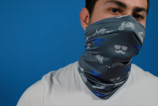 This is a unisex, multifunctional and sustainable bandana for men with motorbikes and moustache print. It is made from recycled polyester which is breathable, durable, soft to touch, easy to care and fast drying material. It makes it perfectly suitable for all kinds of sports like biking, hiking, jogging or skiing. This is a versatile bandana that can be used as a scarf, face mask, bandana or headband and it is also known as tube scarf, neck gaiter or face mask. It is a vegan product certified by PETA.
