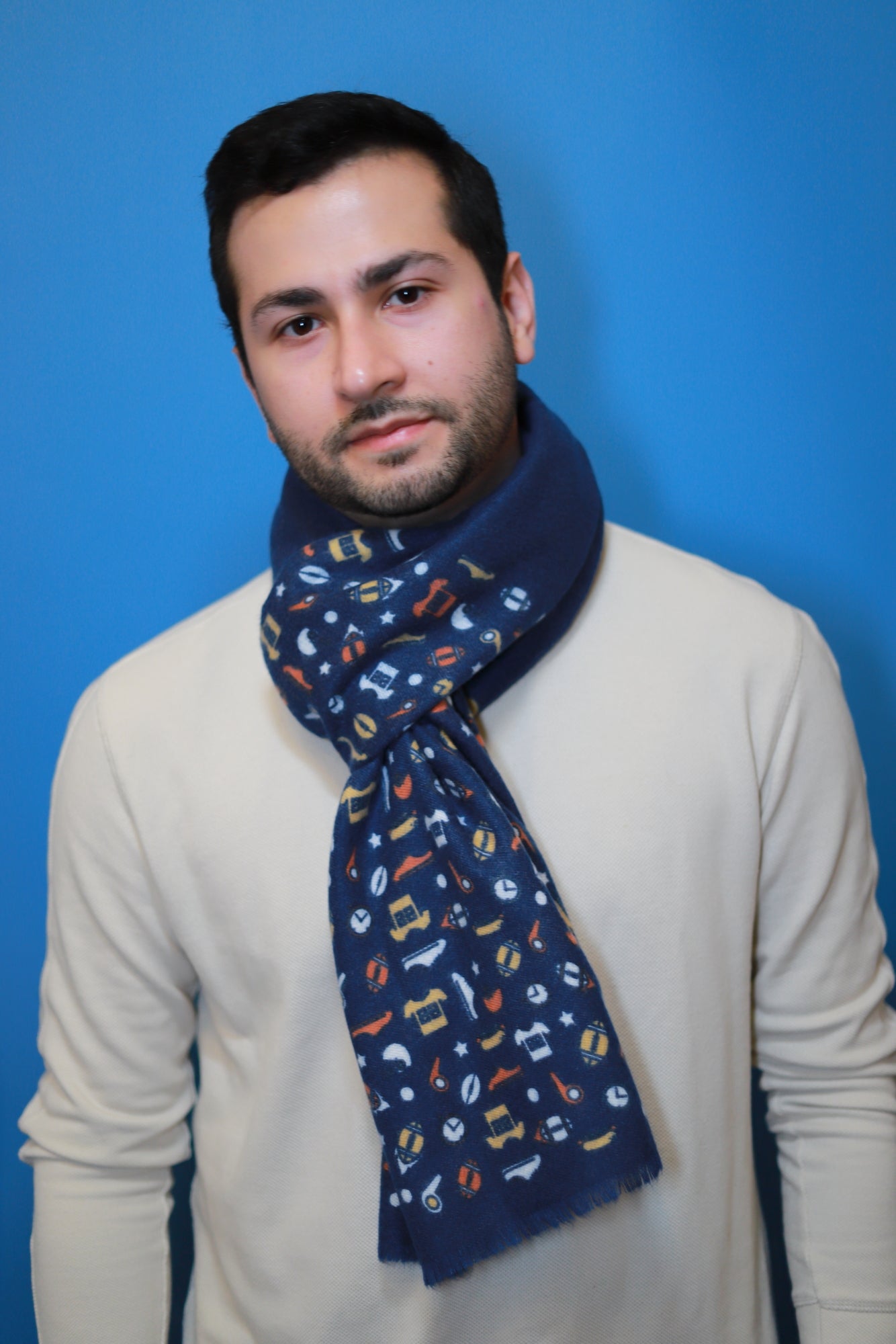 warm scarf, blue scarf, cozy scarf, vegan, cotton, sustainable fashion