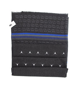 Always fashionable and elegant black scarf with blue and grey stripes designed with make reindeers and bears patterns. Made of cosy and warm materials which makes it a perfect fit for the Winter, Autumn and Spring season. It will also keep you warm on a chilly day in Summer so you can simply wear it all year round!  Scarves for women. Scarves for men.