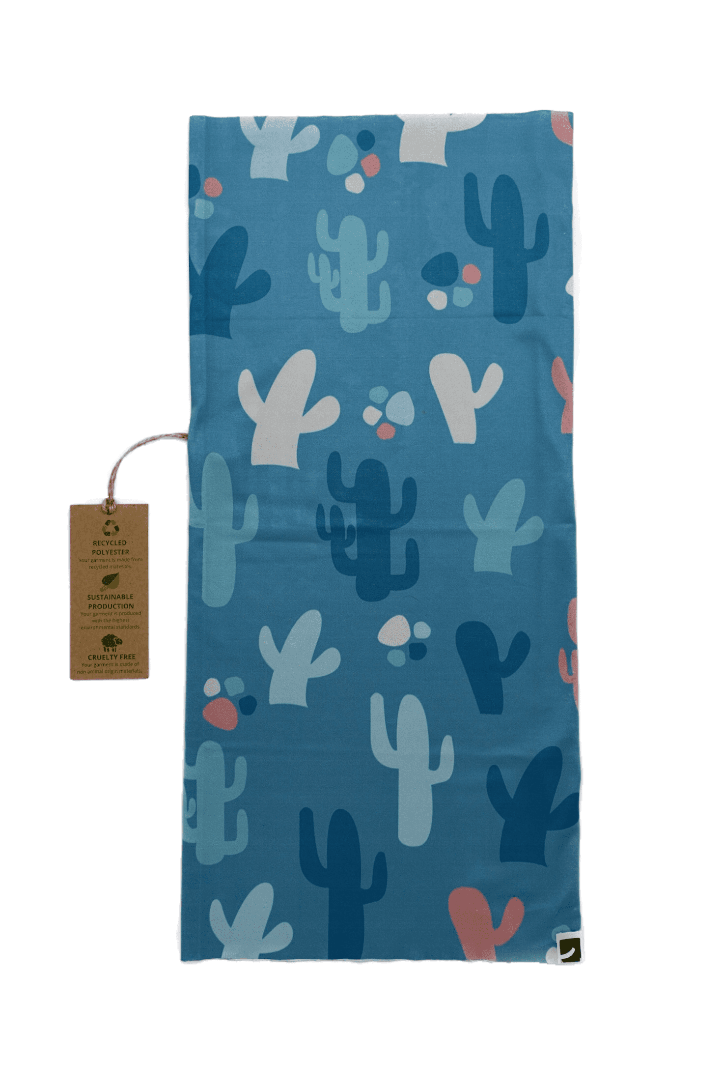Bandana from recycled polyester with cactus pattern in blue - Scarf Designers