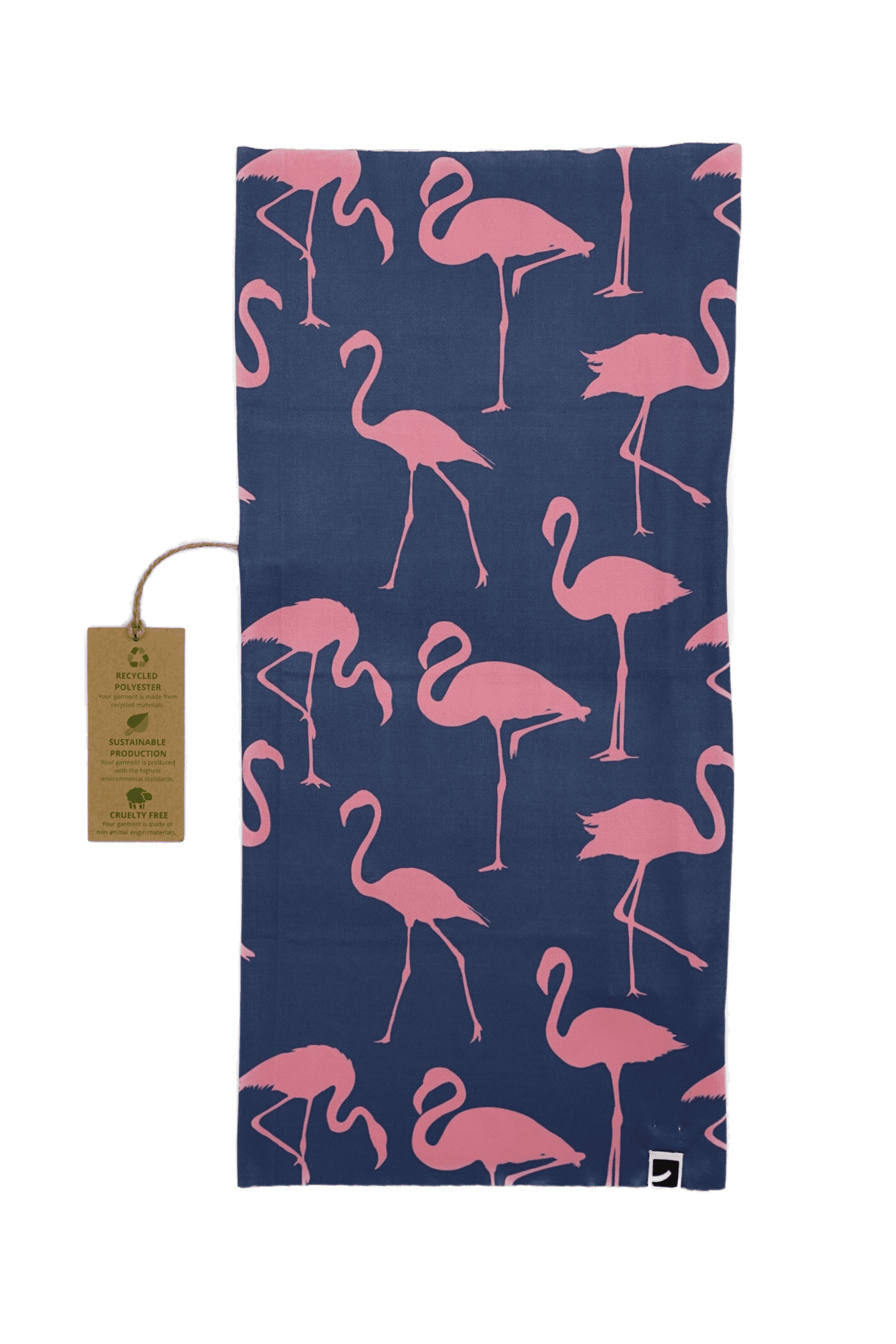 Bandana from recycled polyester with flamingo pattern in grey - Scarf Designers