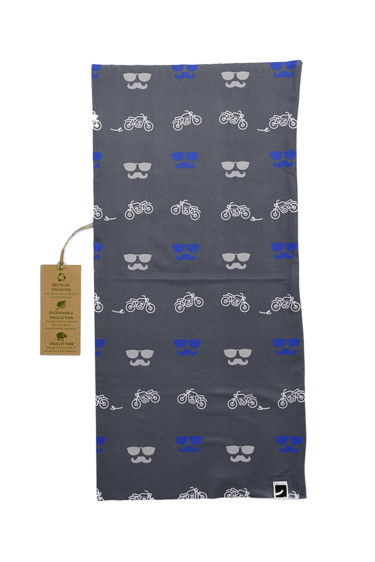 Bandana from recycled polyester with motorcycle pattern in grey - Scarf Designers