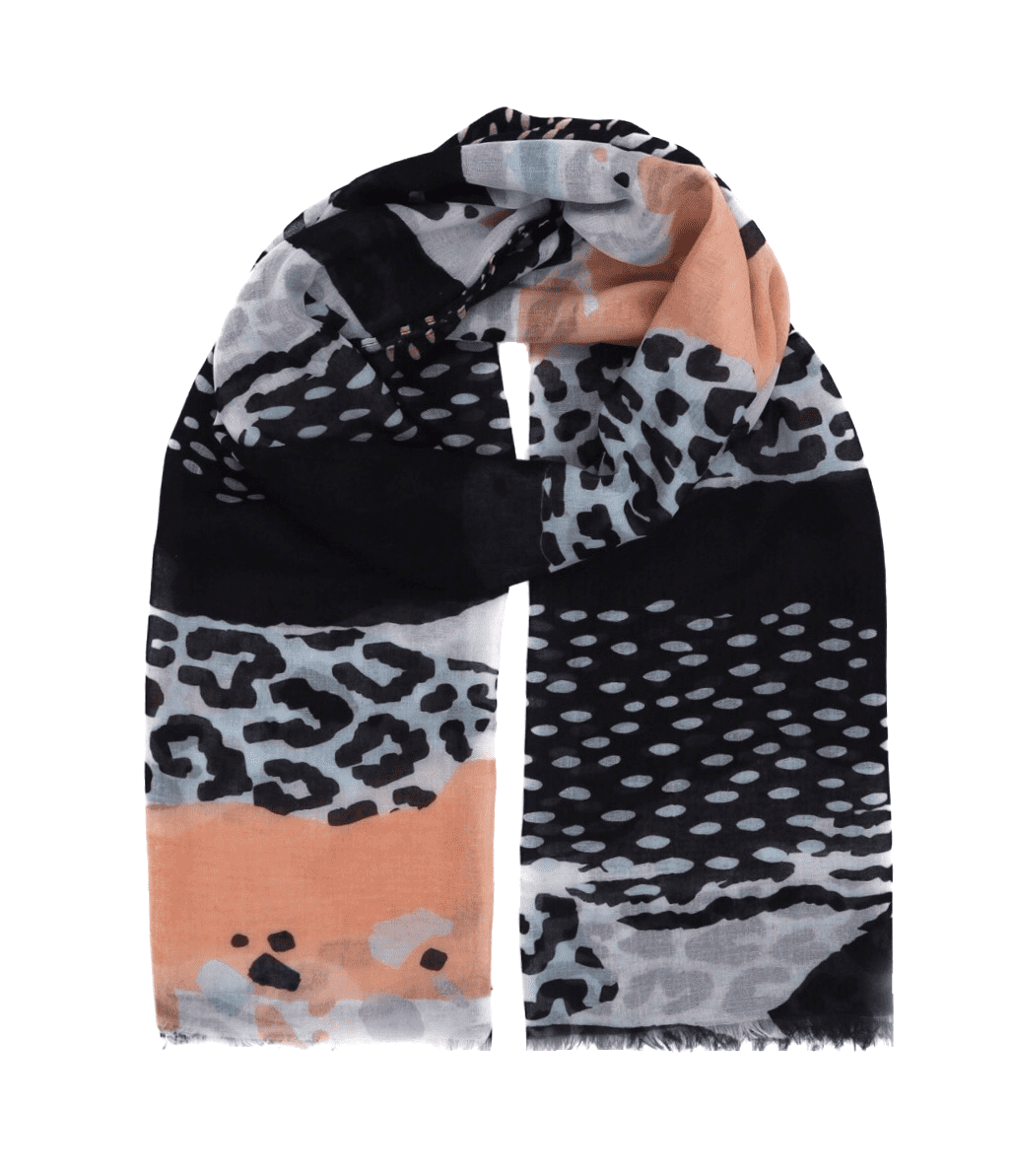 Light cotton scarf for women with panther pattern in multicolor - Scarf Designers