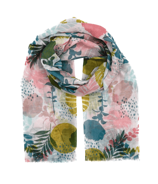 Light cotton scarf for women with floral pattern in pastel colors - Scarf Designers