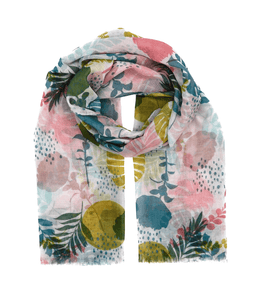 Scarf with flowers. Exotic flowers. Scarf with palm trees. Scarf for women. Yellow, rose, green scarf. Wrap yourself up a great selection of fashion scarves for women and men at Scarf Designers online. FREE SHIPPING in all EUROPE. Discover new textures, cosy materials and modern prints. Make a pretty addition to your look with fashion scarves available in adaptable colours, a wide range of sizes and timeless styles.